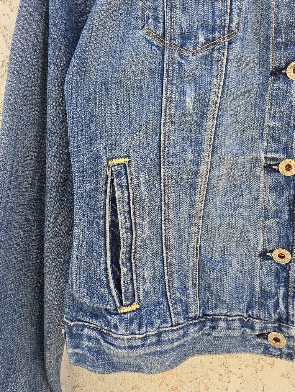 Vintage Polo Jeans Co.Ralph Lauren Distressed Rocker Denim Jean Jacket 20.5X22.5 - Picture 6 of 16